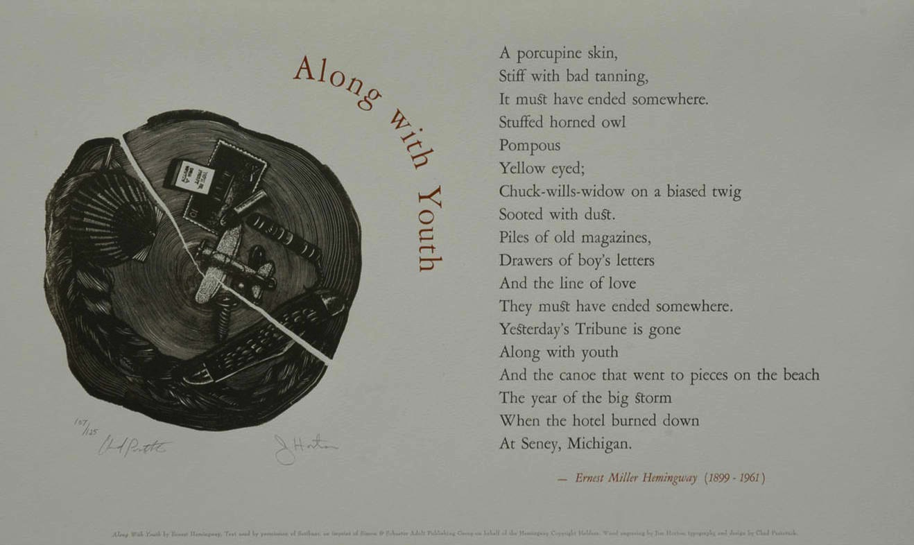 Along with Youth by Ernest Hemingway broadside
