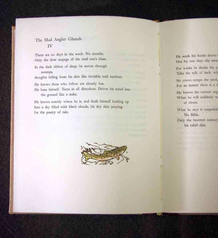 "Trout" wood engraving poem page spread